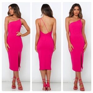 HELLO MOLLY TAKING IT BACK DRESS HOT PINK barbiecore bodycon sexy cocktail